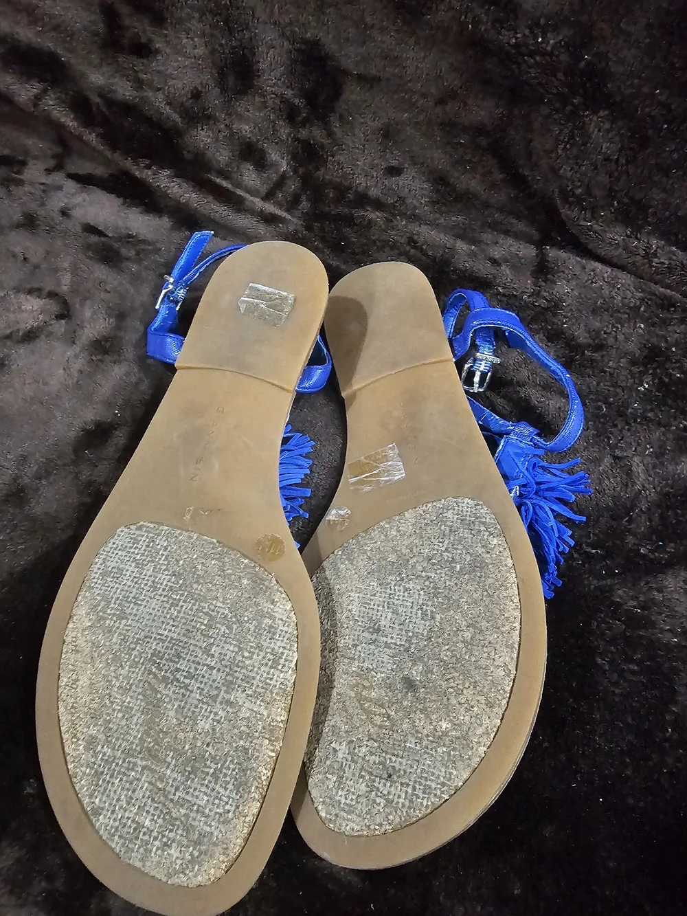 Gianni Bini Royal Blue Fringe T‑Strap Sandals